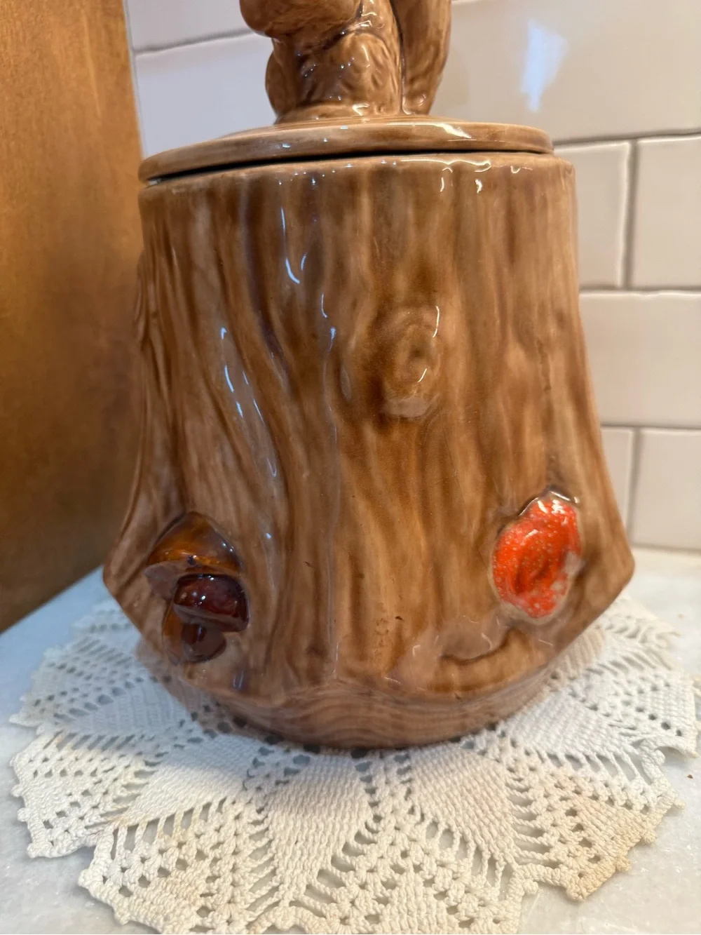 Brown Ceramic Squirrel Cookie Jar - Decorative Food Storage